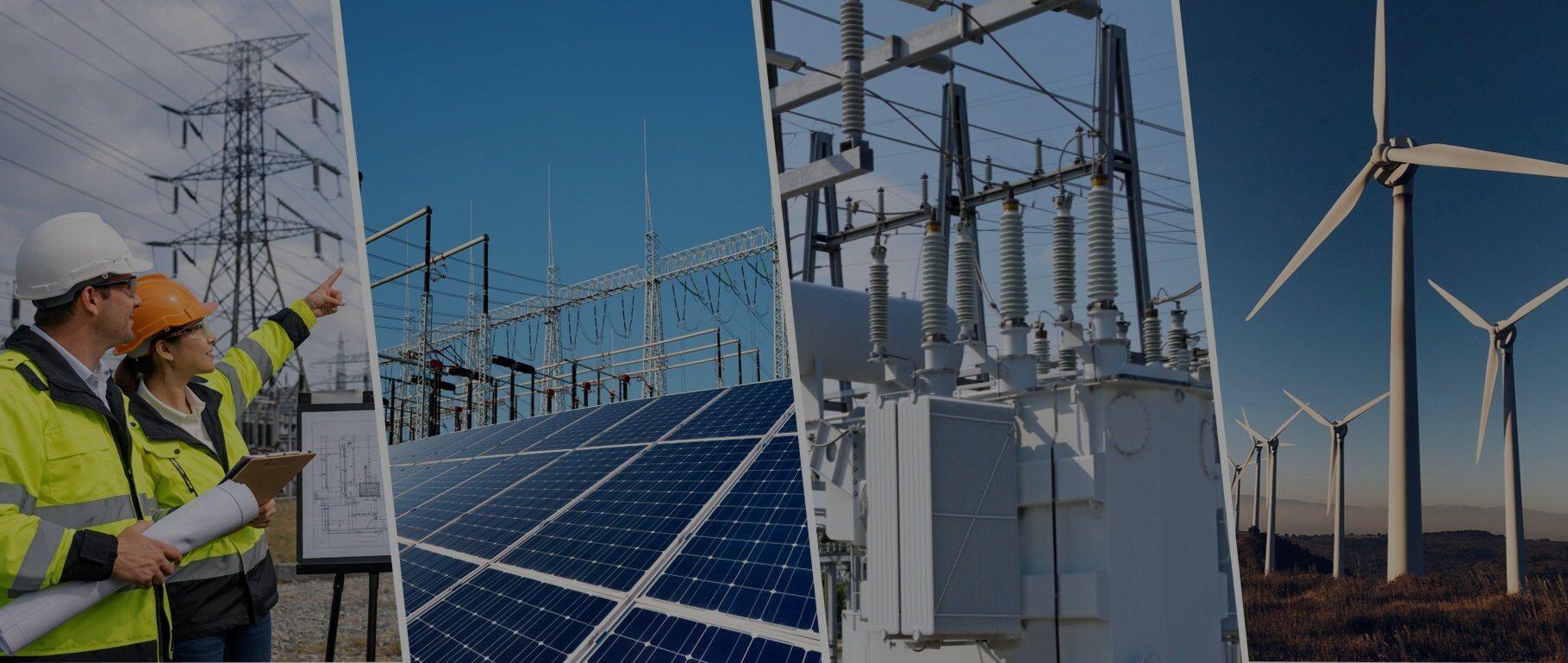 High-voltage power transformer installed at an electrical substation with bushings, cooling radiators, and overhead transmission connections.